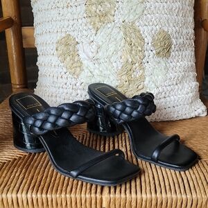 Dolce Vita, round block heel, braided strap, black sandals, size 9.5